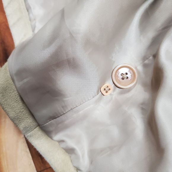 Vintage Banana Republic Heavy Duty Tan Suede Leather Button Jacket men’s Large - Picture 11 of 12